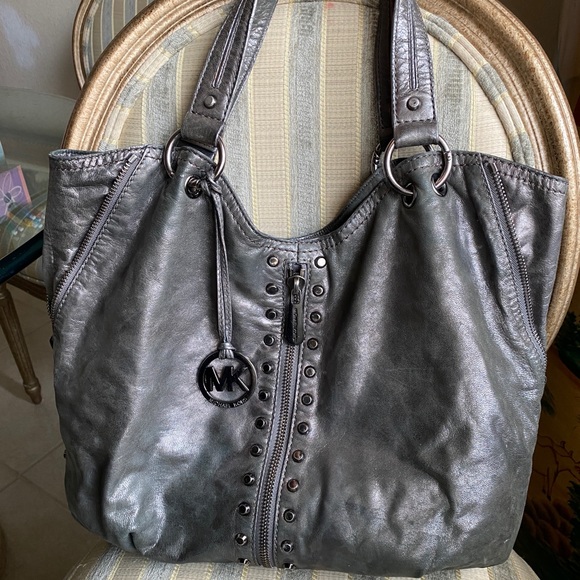 MK Astor Metallic Studded Hobo Bag - Picture 1 of 8